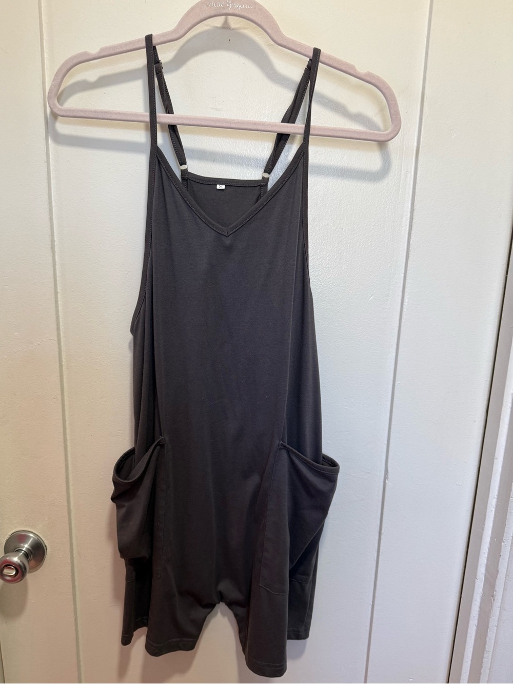 Charcoal Gray Oversized Pocket Romper Size Small (Shorts length)